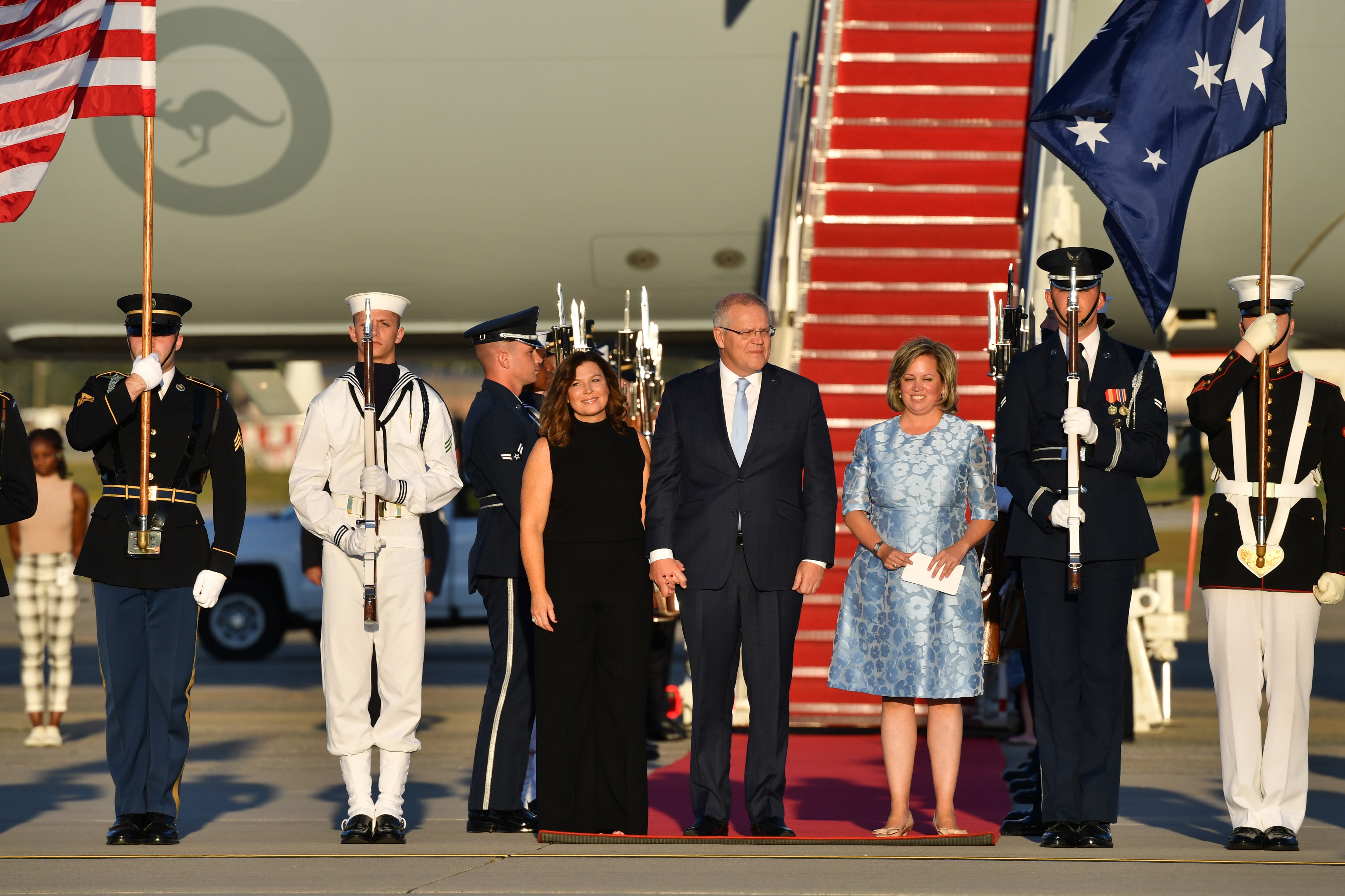وصول رئيس الوزراء سكوت موريسون وزوجته جيني في زيارة دولة في واشنطن العاصمة.