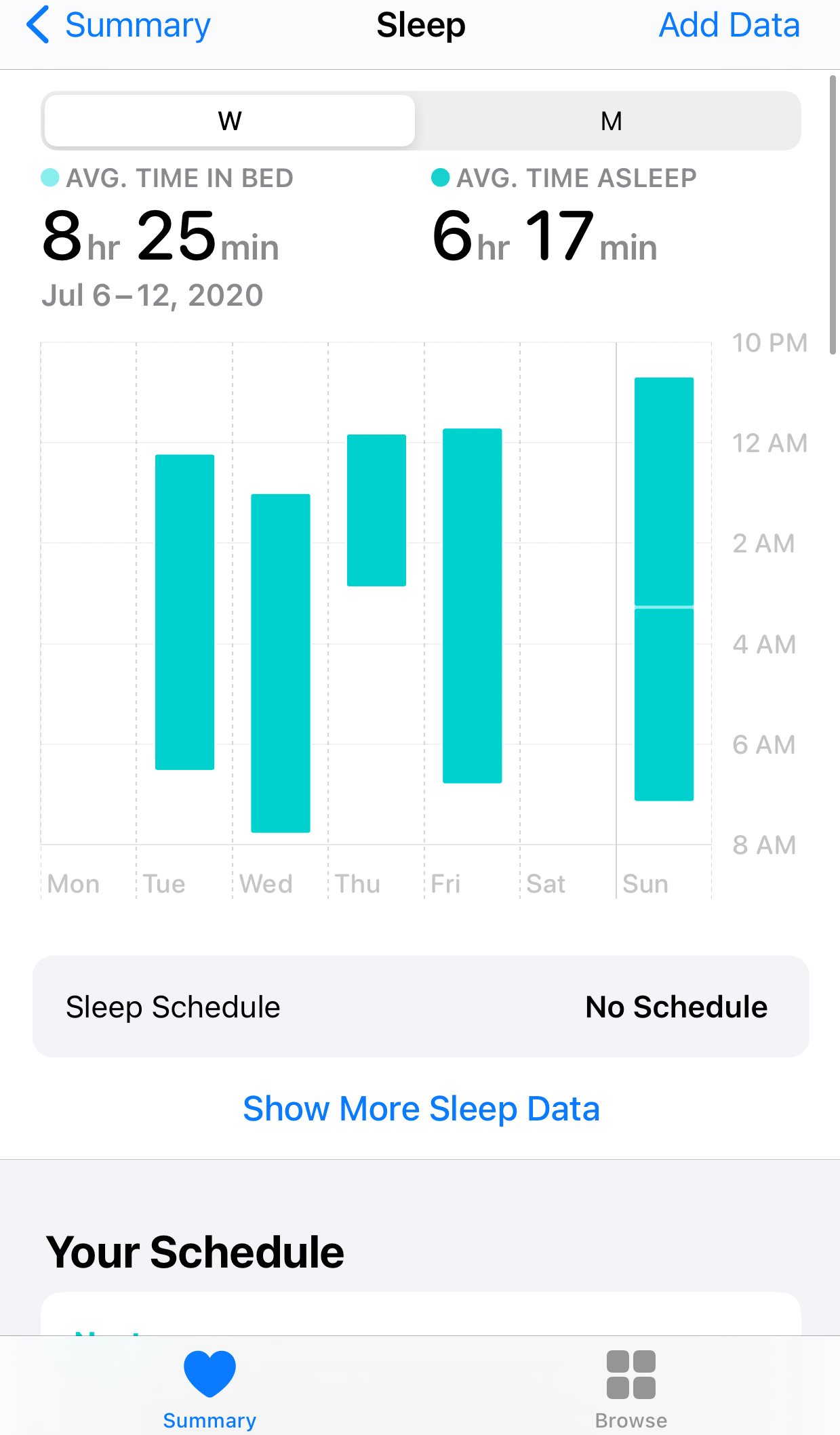 بيانات تتبع النوم WatchOS 7