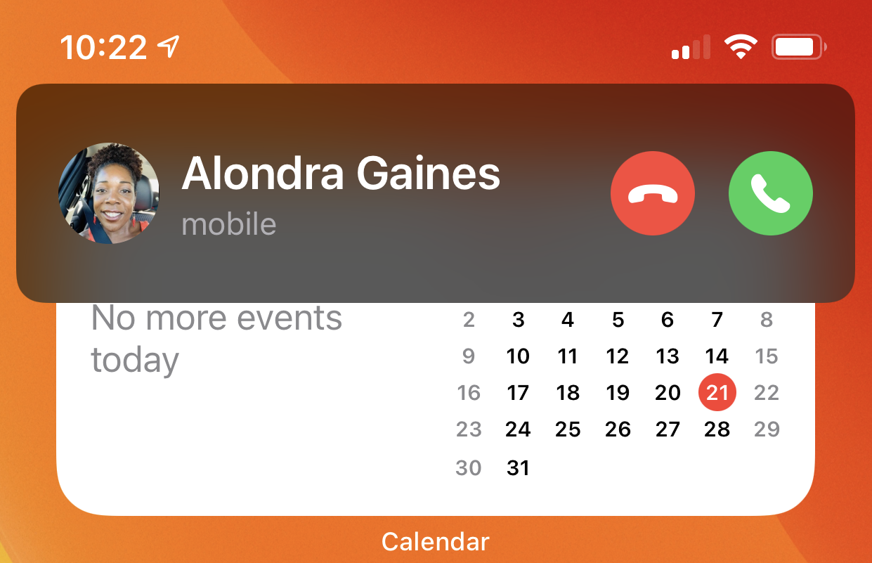 إشعار المكالمة أعلى الشاشة في iOS 14