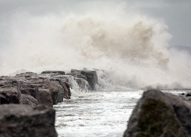 0 Waves pound Llanddulas sea front at high tide Image David PowellNorth Wales Live