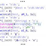 Figure 5. Part of the function at 0x100982B7 which clearly assembles a string