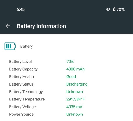 Google Pixel 5 battery screenshot 1