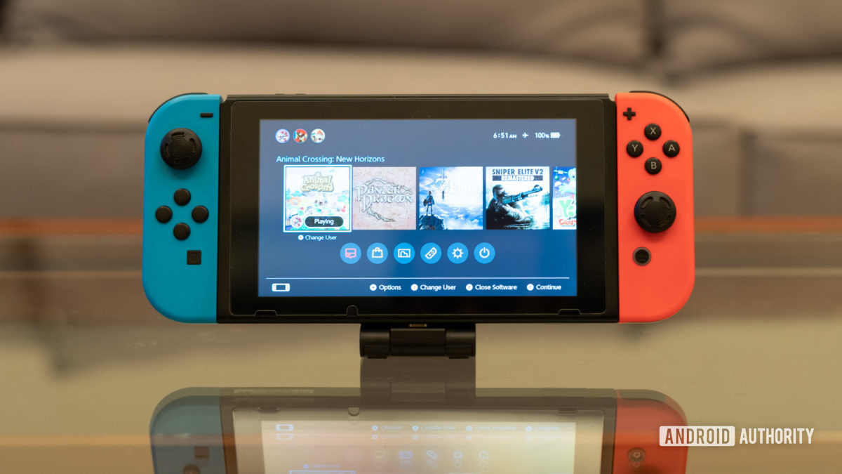 لقطة أمامية لجهاز Nintendo Switch