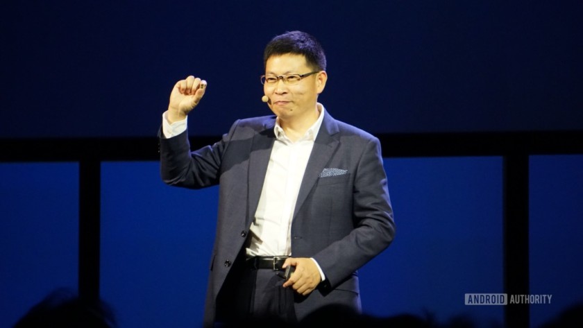 Richard Yu holding Kirin 970 aa