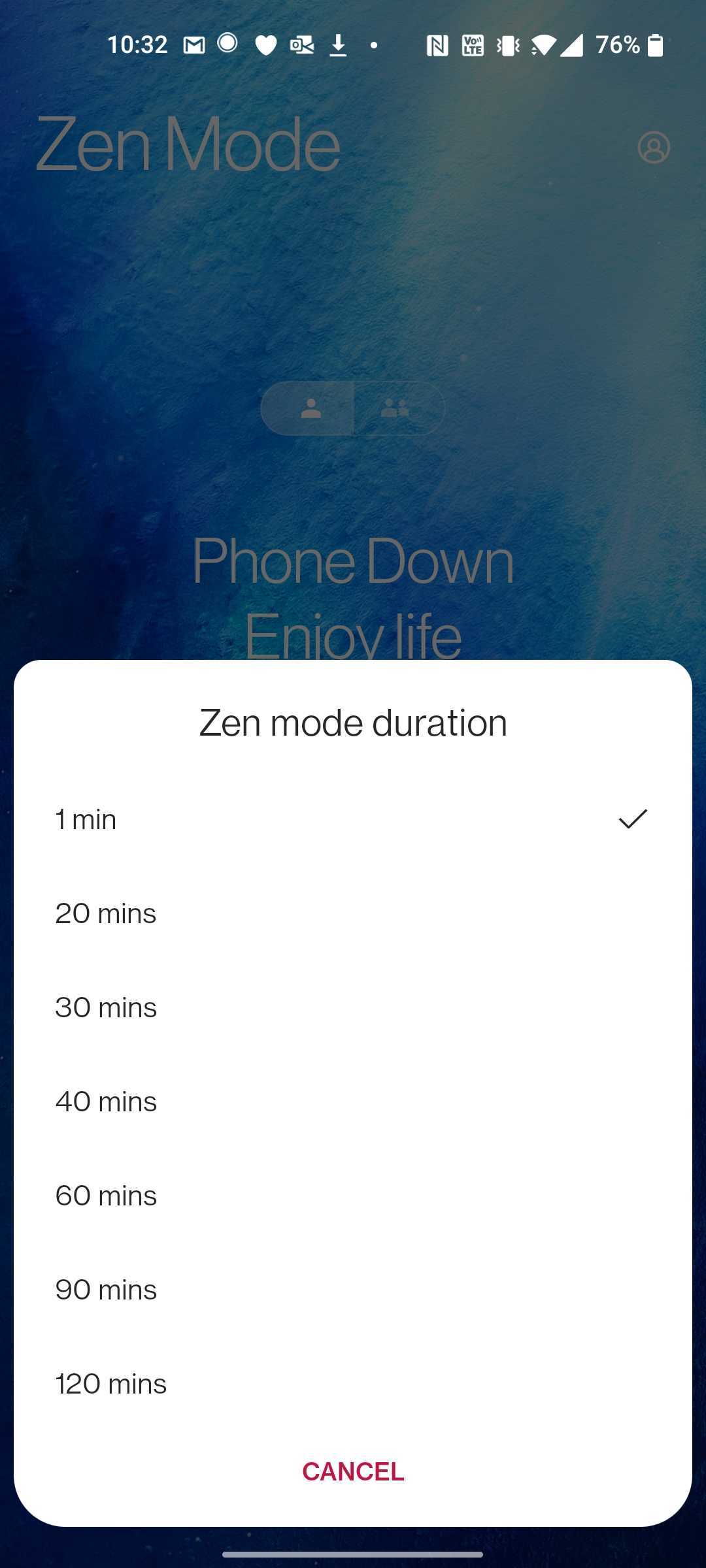 OxygenOS 11 Zen Mode 2 الوقت
