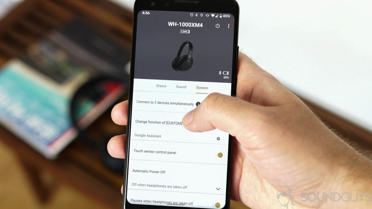 صورة لتطبيق Headphones Connect على هاتف ذكي.