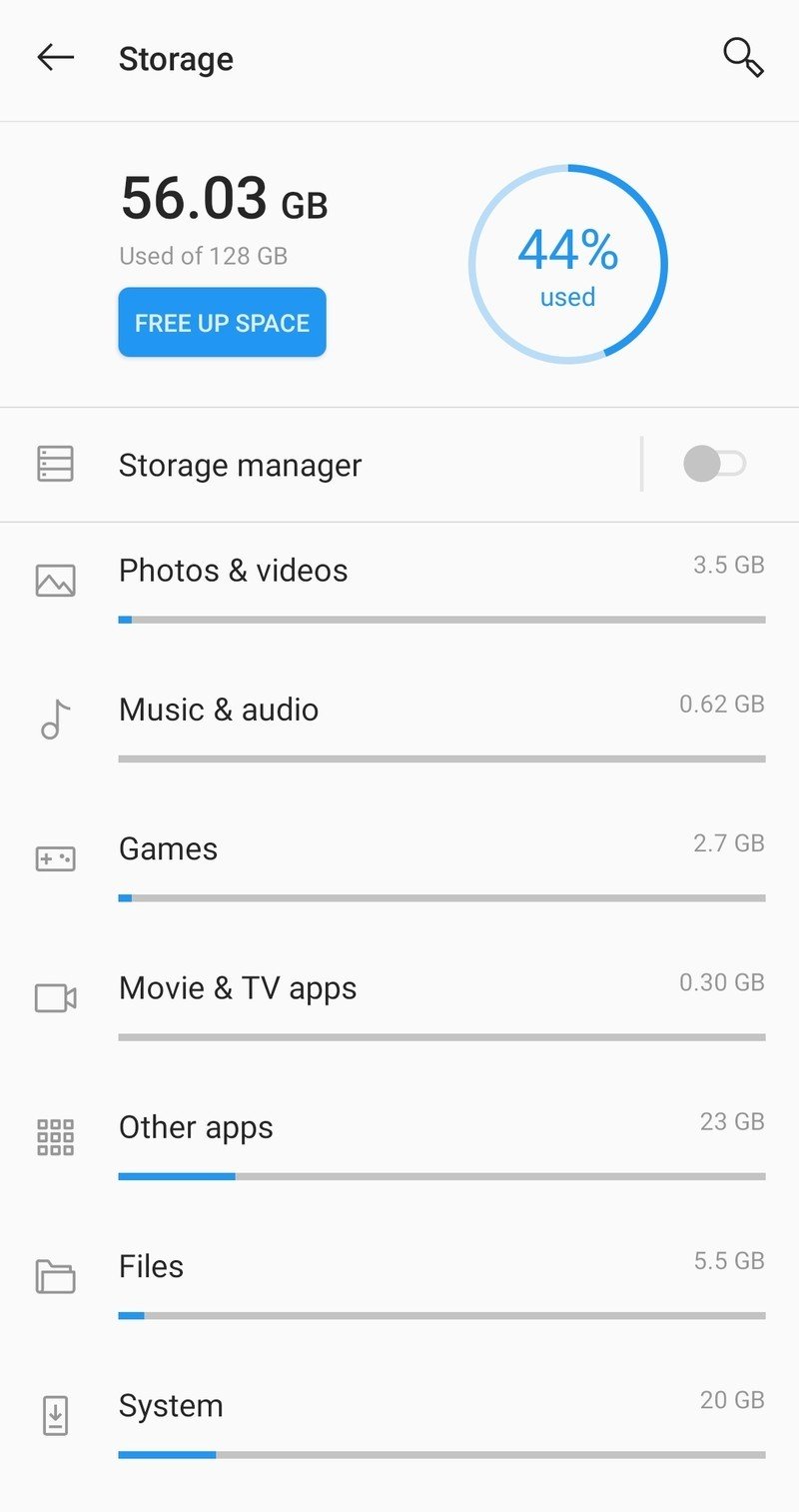 إعدادات تخزين OnePlus 8 Pro
