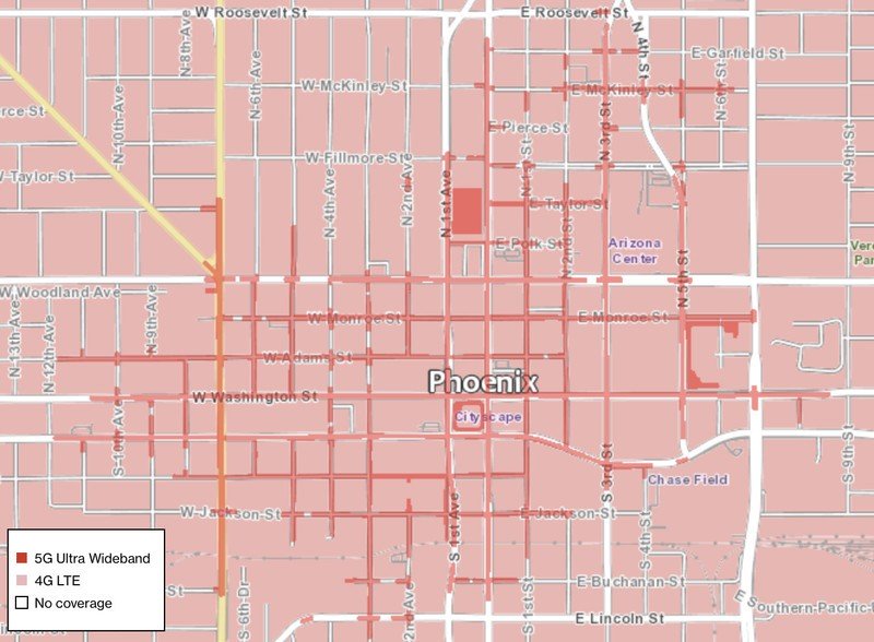 Verizon 5G map Phoenix, AZ November 2019