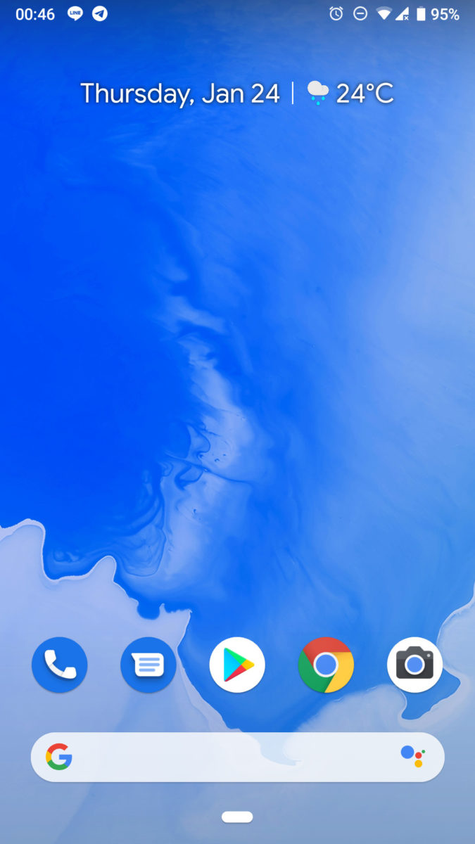 لقطة شاشة Android 9 Pie الرئيسية