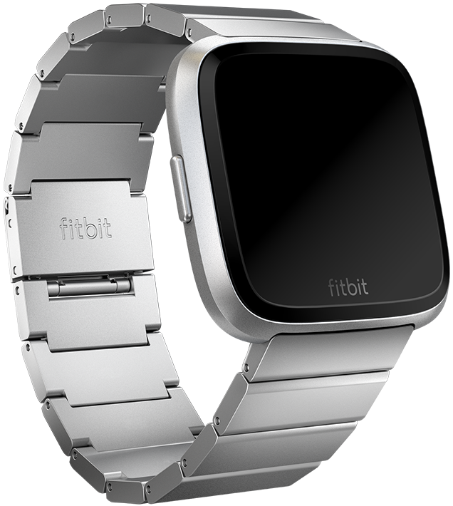 fitbit versa metal links silver stainless steel cropped