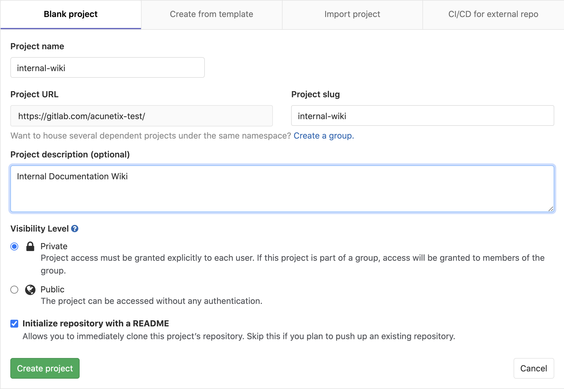 دمج Acunetix مع GitLab