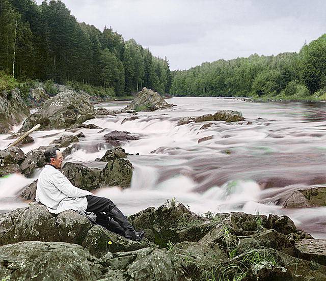 near the kivach waterfall 1915 river suna