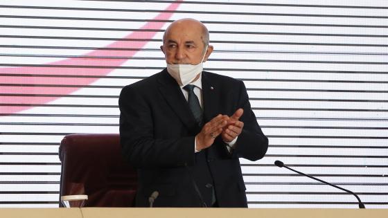 Abed el madjid tebboune president of the republic, during a national conference on the Recovery Plan for a new economy, at the international conference center, in Algiers, Algeria, on August 18, 2020 (Photo by Billal Bensalem/NurPhoto via Getty Images)