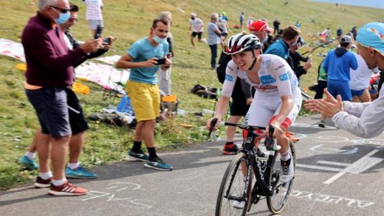 Team UAE Emirates rider Slovenia's Tadej Pogacar wearing the best young's white jersey rides during the 17th stage of the 107th edition of the Tour de France cycling race, 170 km between Grenoble and Meribel, on September 16, 2020. (Photo by Kenzo Tribouillard / AFP) (Photo by KENZO TRIBOUILLARD/AFP via Getty Images)