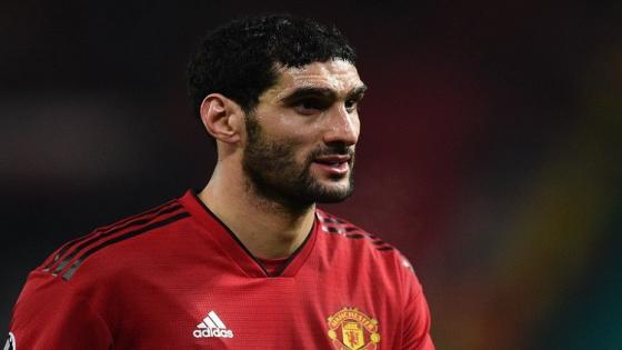 Manchester United's Belgian midfielder Marouane Fellaini leaves the pitch following the UEFA Champions League group H football match between Manchester United and Young Boys at Old Trafford in Manchester, north-west England on November 27, 2018. (Photo by Oli SCARFF / AFP)